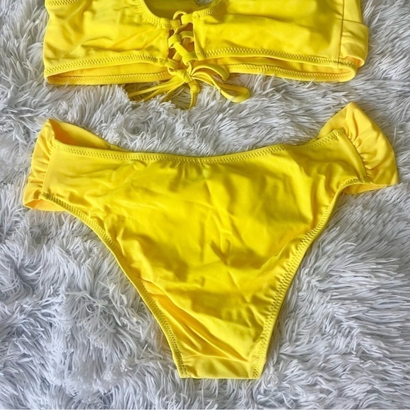 Nwt SHEKINI Twist Front Yellow Lace Up Bikini Ruched Bottoms - Picture 11 of 16